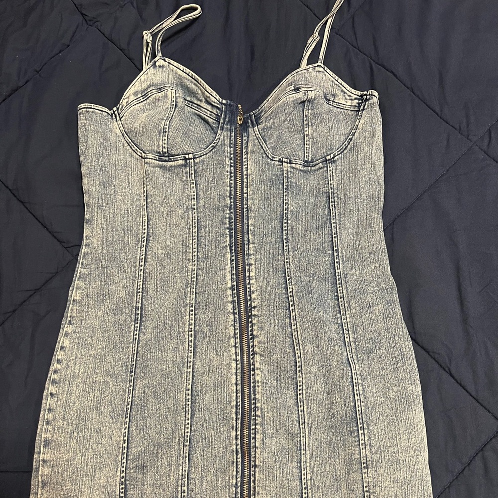 Iris Denim Mini Dress - Black and White